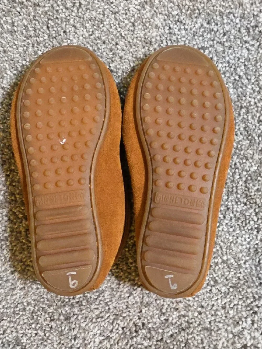 Minnetonka Kids Suede Moccasins in Chestnut 2